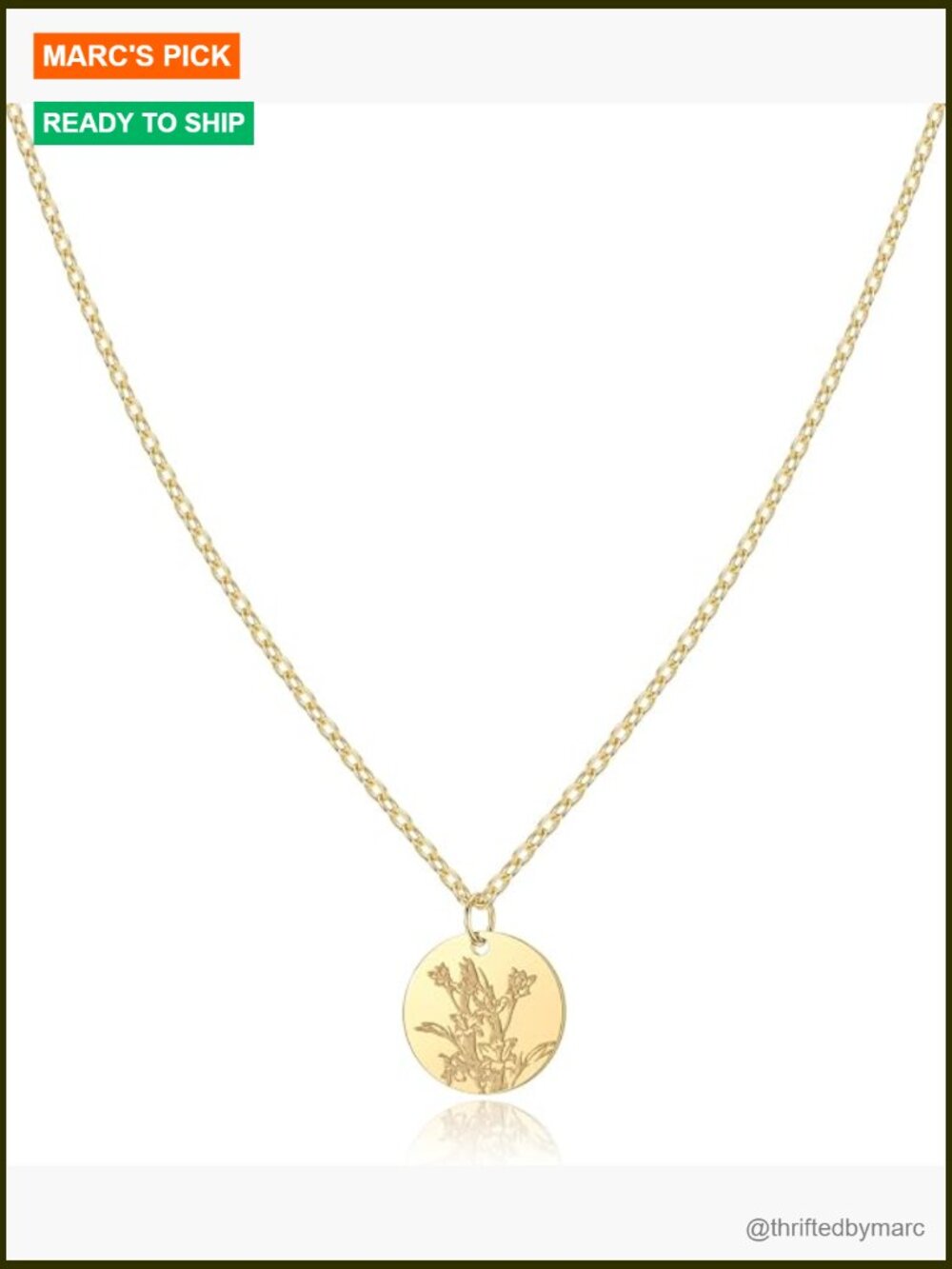 Birth Flower Necklace, 14K Gold Plated Floral Pendant, Dainty Birthday Jewelry